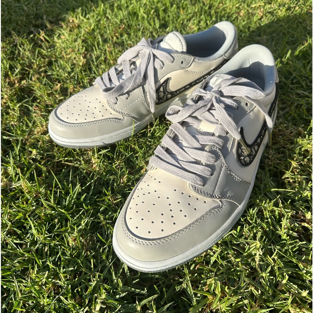 Unboxed new authentic Dior collaboration with Nike: low top grey and white shoes
